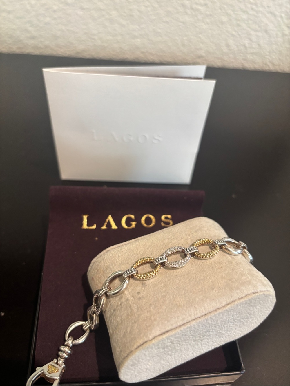 LAGOS Caviar Lux Two-Tone Single Station Diamond Link Bracelet